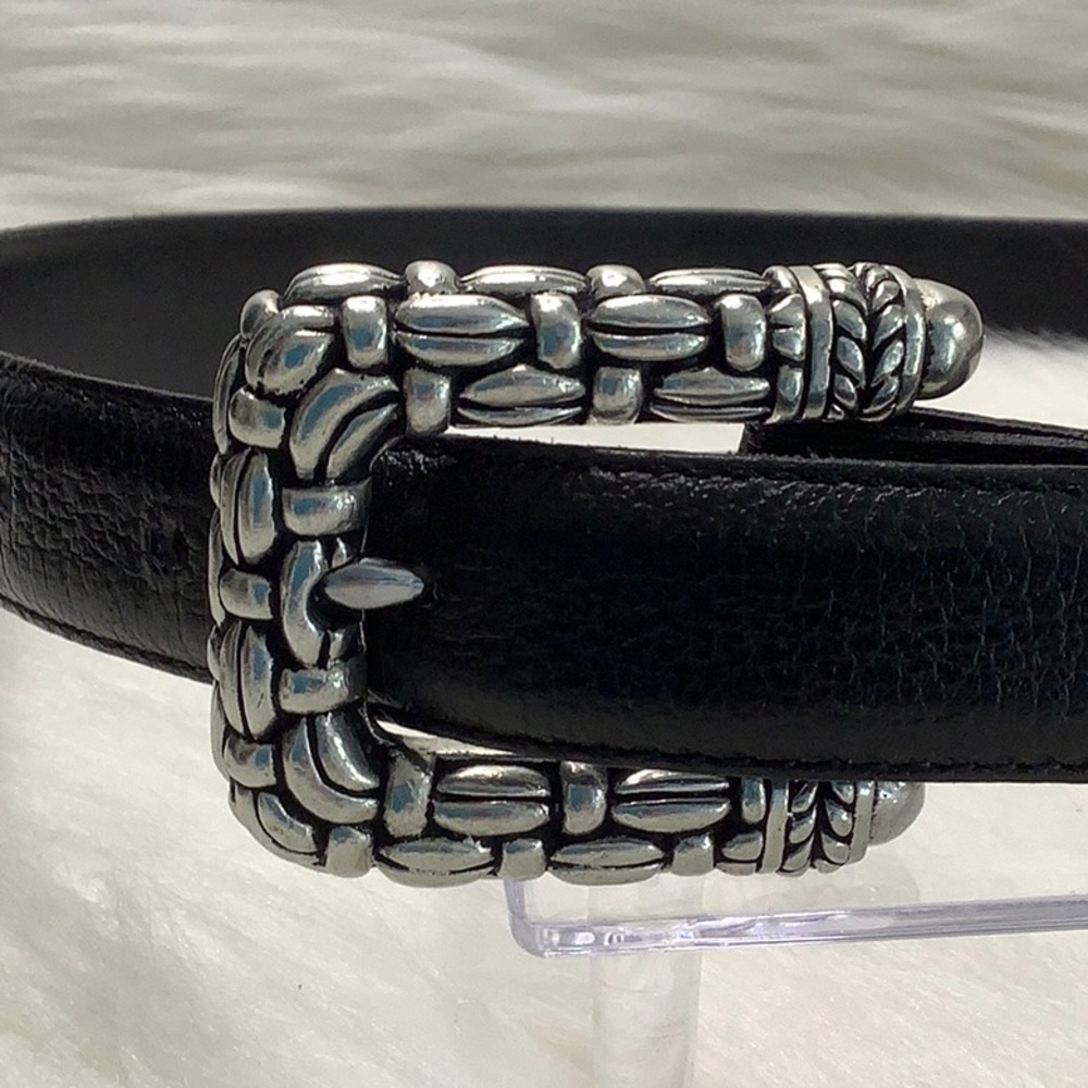 LIKE NEW♣️Vicenza Italy Basket Weave Buckle Belt Black